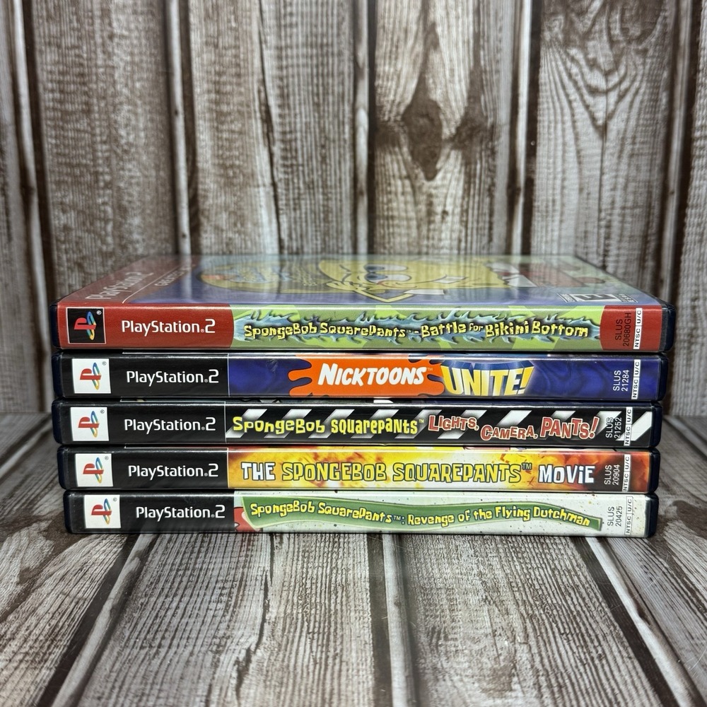 SpongeBob SquarePants 5 Game Lot Sony PlayStation 2 PS2 Complete CIB Tested